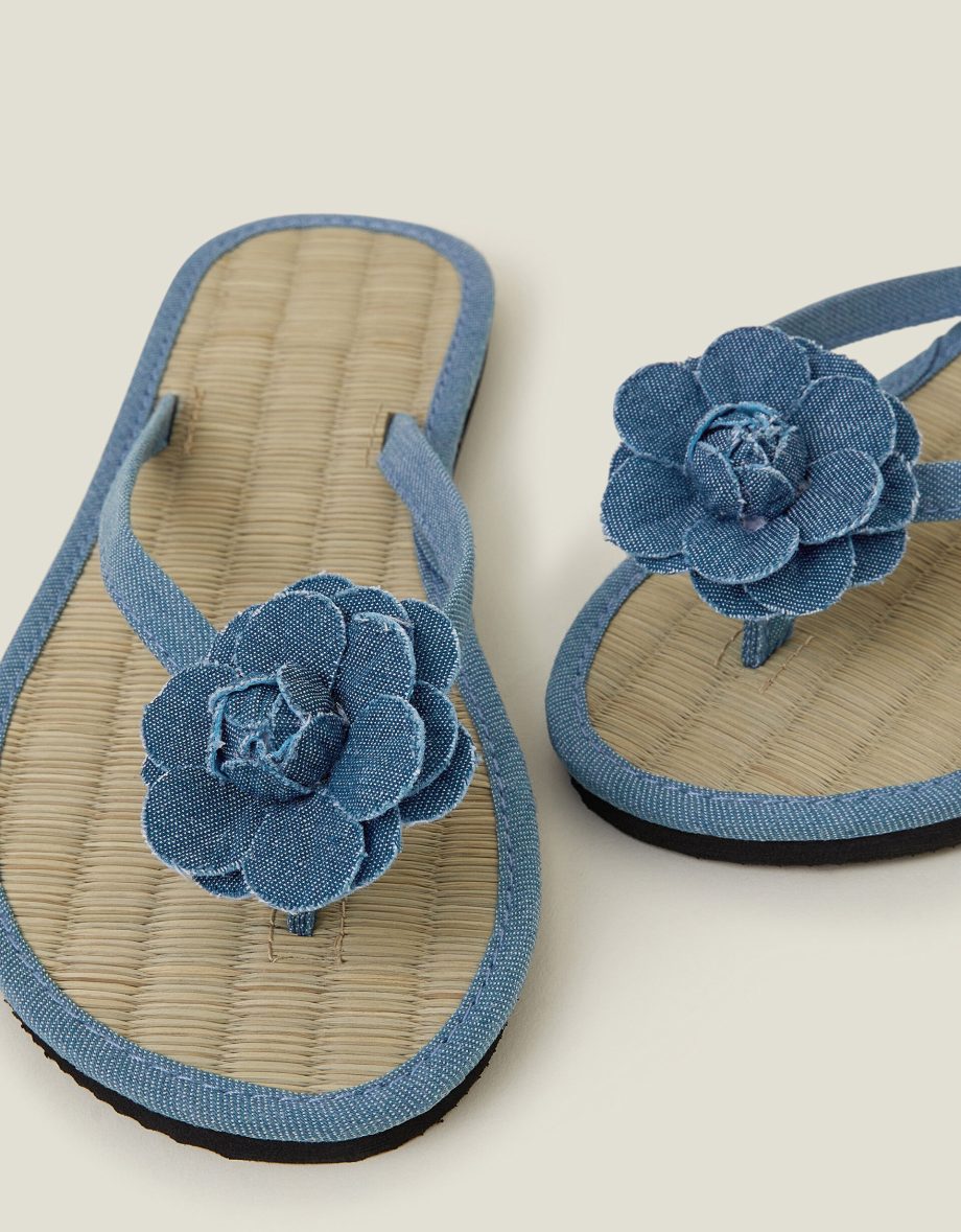 DENIM CORSAGE SEAGRASS FLIP FLOPS BLUE