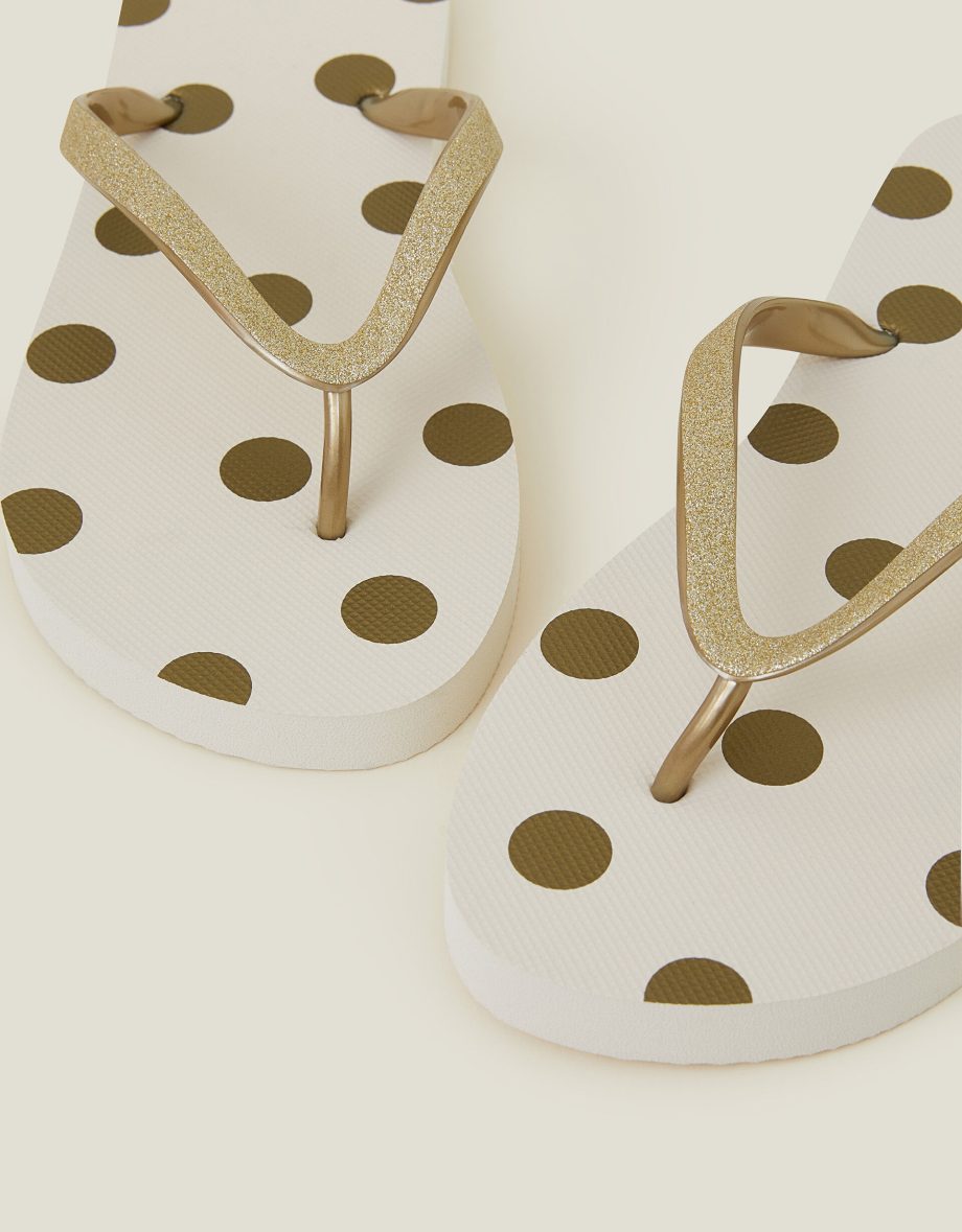 Metallic Polka Dot Flip Flops Gold