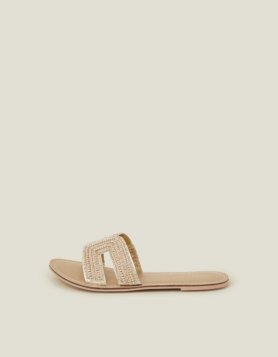 BELLA BEADED SLIDERS GOLD