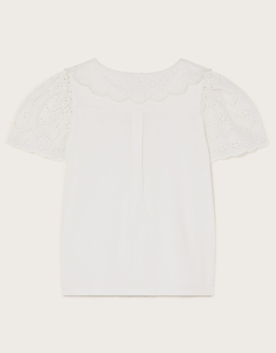 Jersey Broderie Blouse White