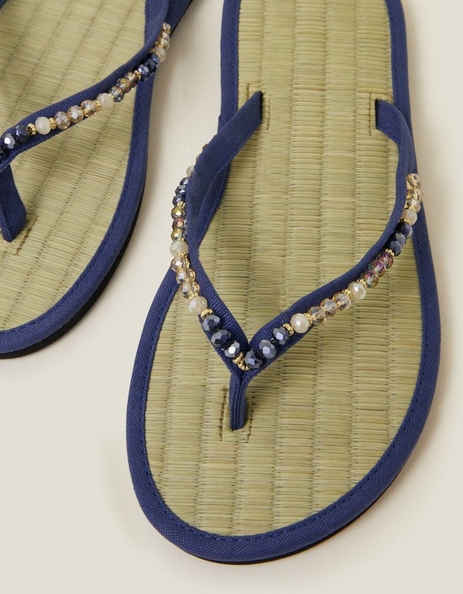 FACET BEAD SEAGRASS FLIP FLOPS BLUE