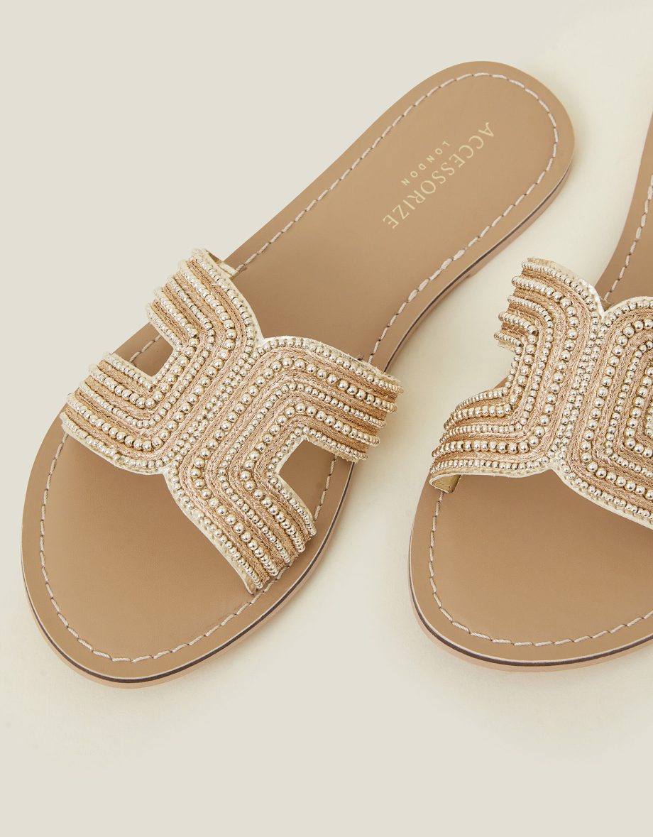 BELLA BEADED SLIDERS GOLD