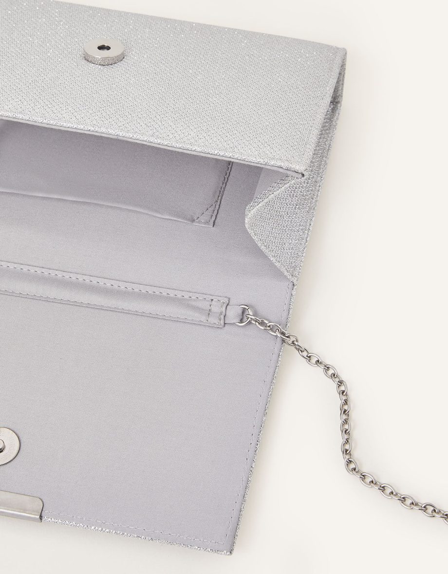 METALLIC BOX CLUTCH BAG SILVER