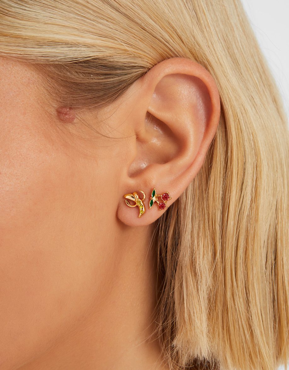 5-PACK FRUIT STUD EARRINGS GOLD