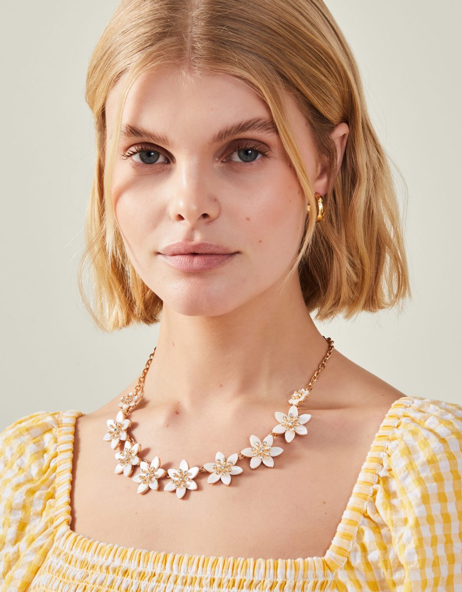 Mother of Pearl Flower Collar Necklace