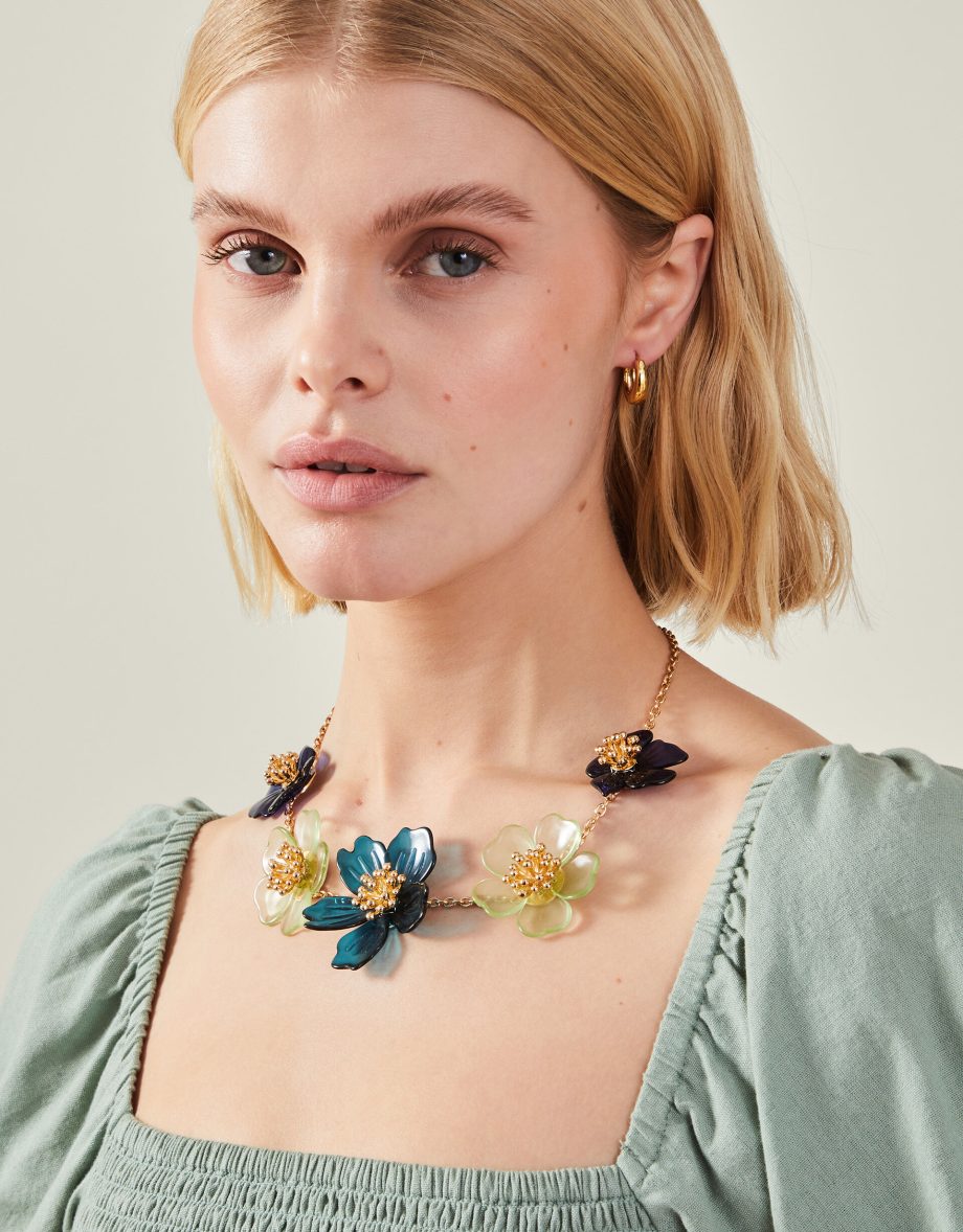 Resin Flower Statement Necklace