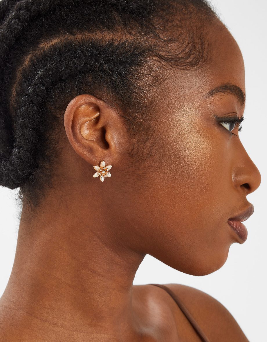 DIAMANTE FLOWER STUD EARRINGS