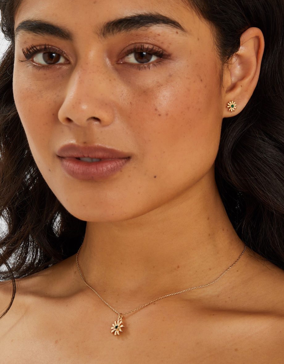 DAISY STUD EARRINGS AND NECKLACE SET