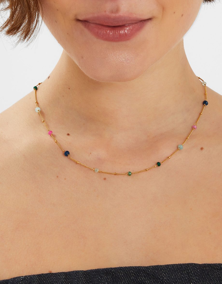 14CT GOLD-PLATED BEADED STATION NECKLACE