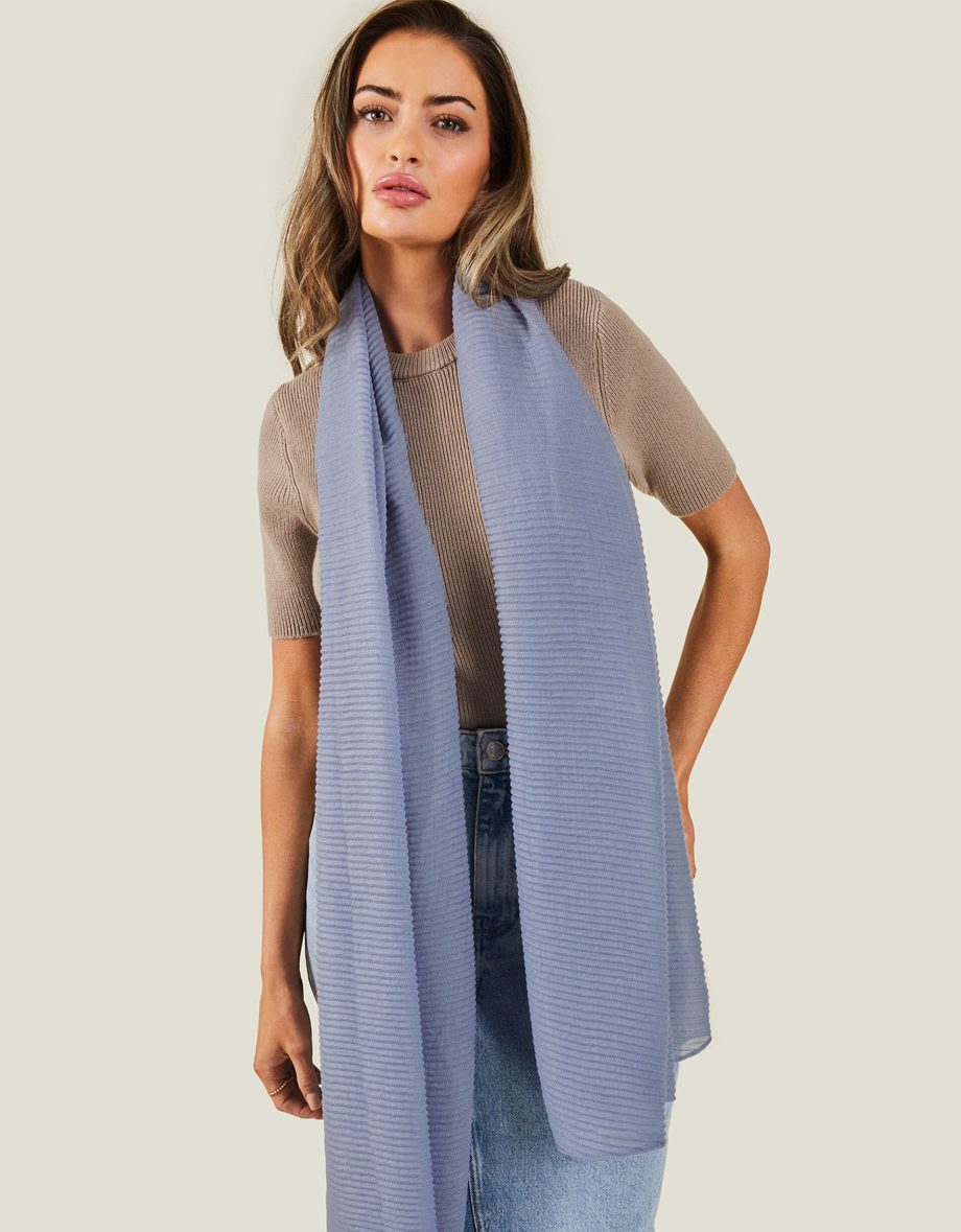 Lightweight Pleated Scarf Blue