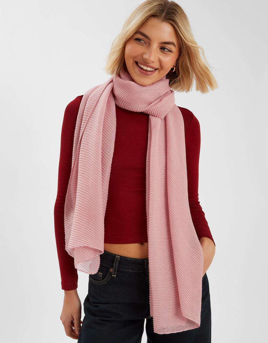 LIGHTWEIGHT PLEATED SCARF PINK