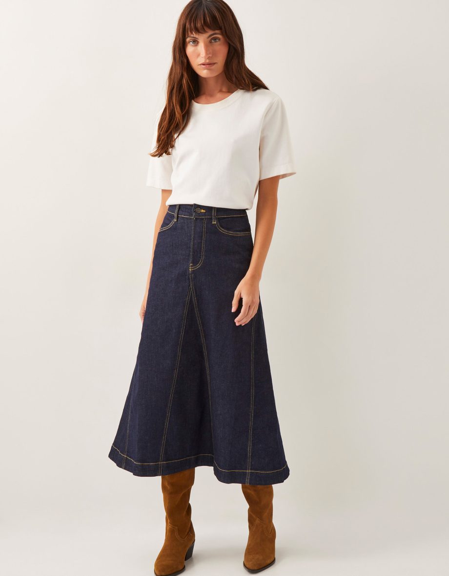 Goldie godet denim skirt blue