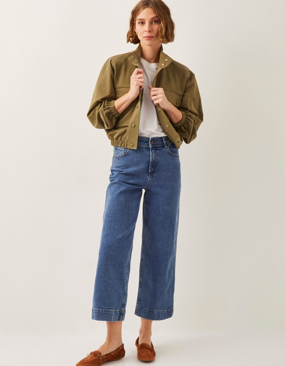 Hallie Regular Crop Wide Leg Jeans Blue