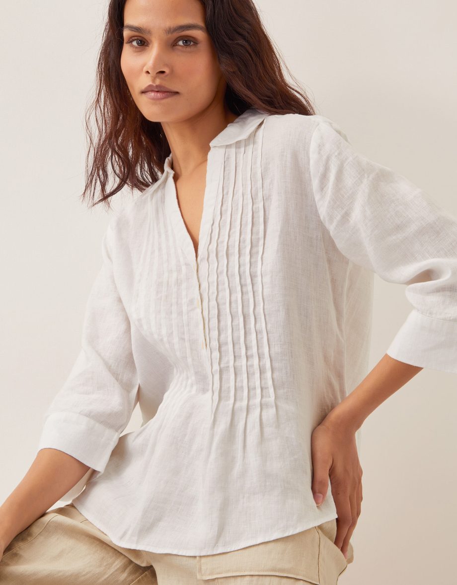 Elsie Linen Blouse White