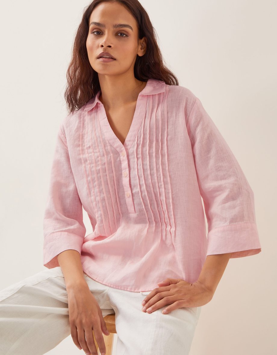 Elsie Linen Blouse Pink