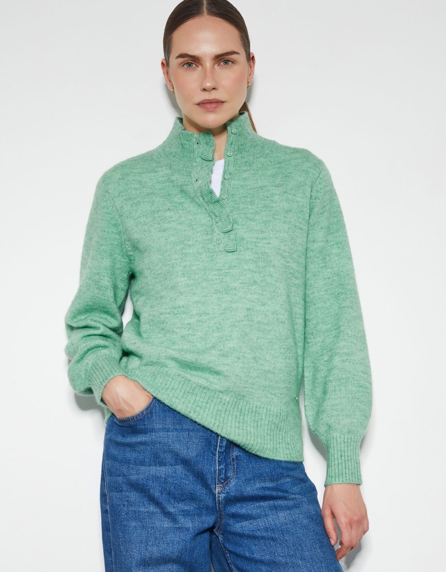 Connie half button jumper green