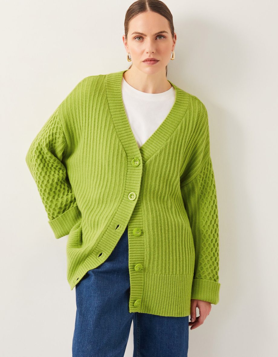 Opal oversized knit cardigan green