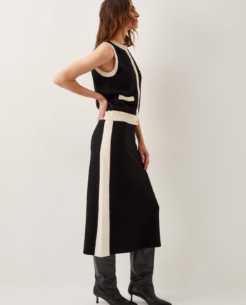 Narla side stripe knit midi skirt black