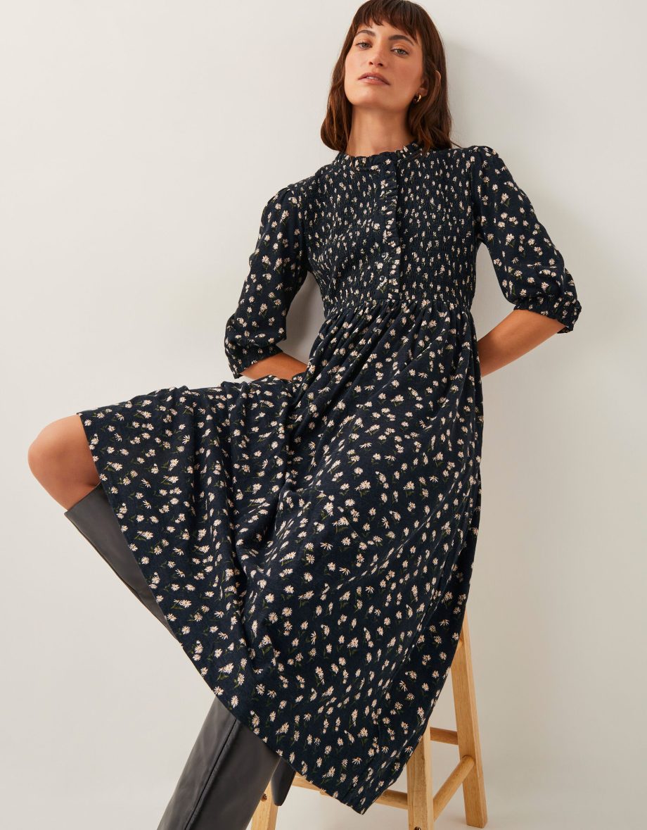 Orielle Print Jersey Midi Dress Black