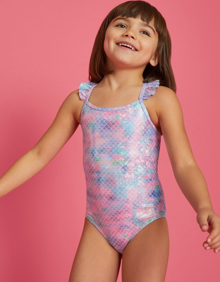 GIRLS FRILLY MERMAID SWIMSUIT MULTI