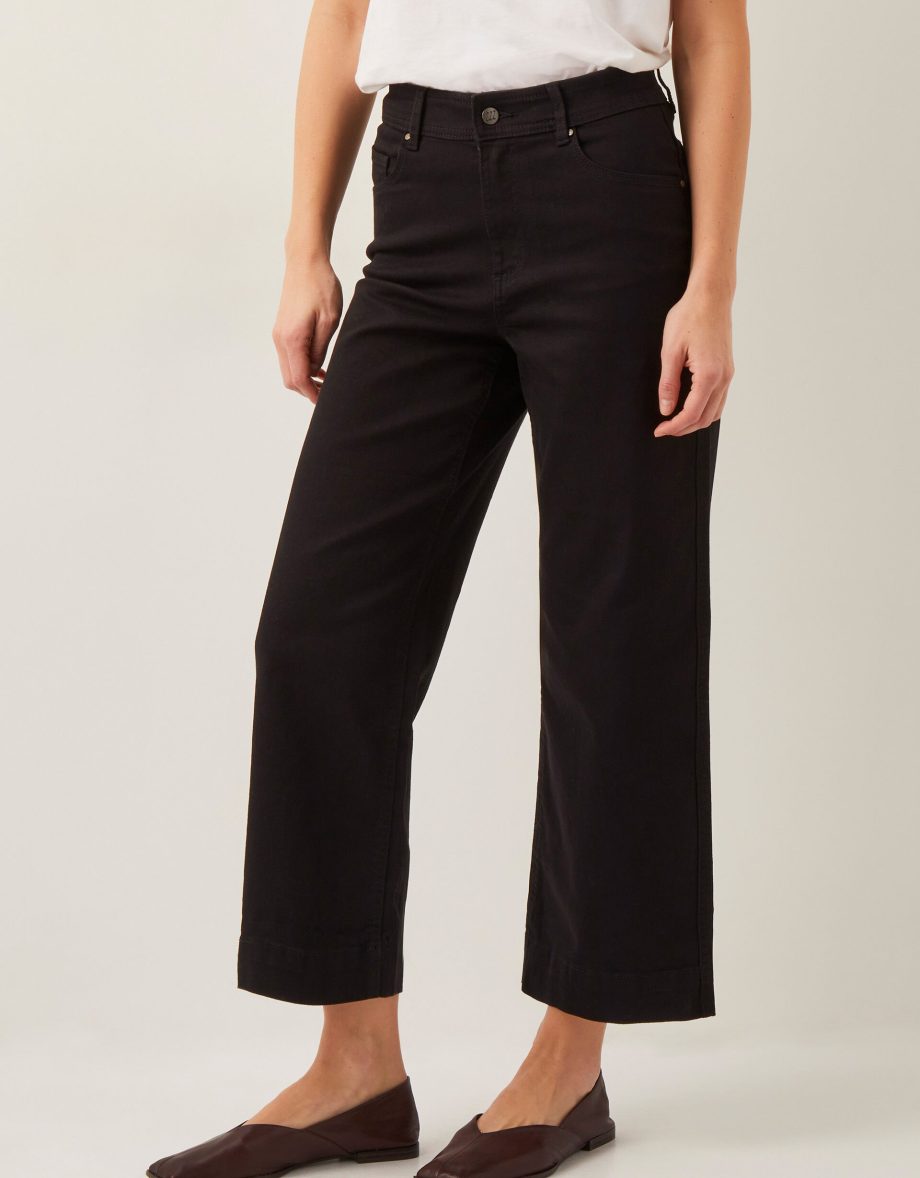 Hallie regular crop wide leg jeans black