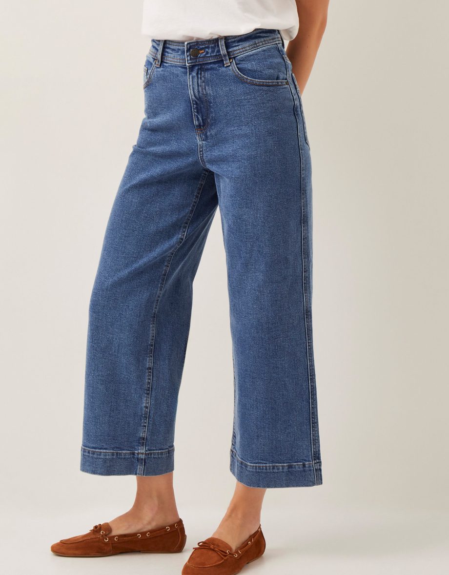 Hallie Regular Crop Wide Leg Jeans Blue