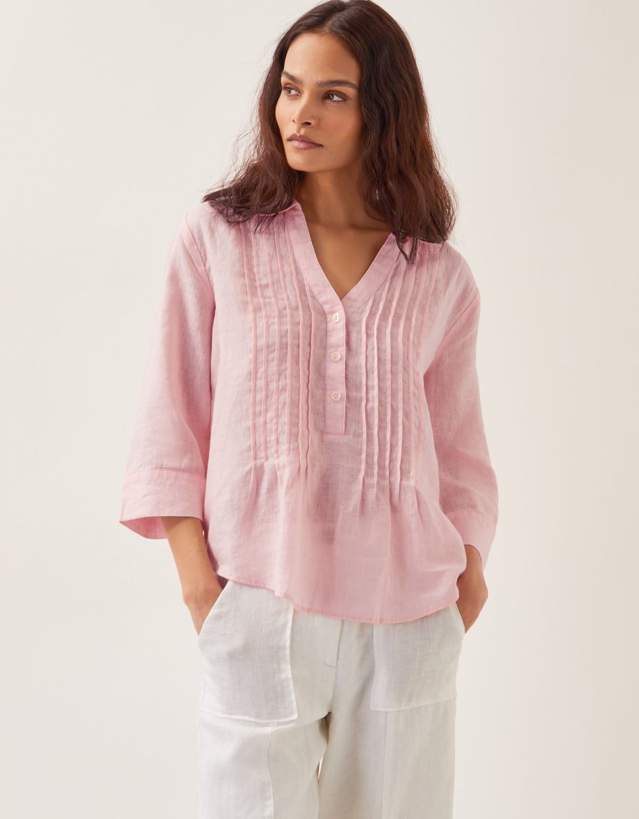 Elsie Linen Blouse Pink