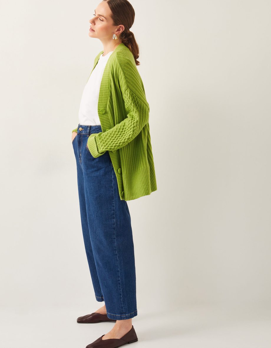 Opal oversized knit cardigan green