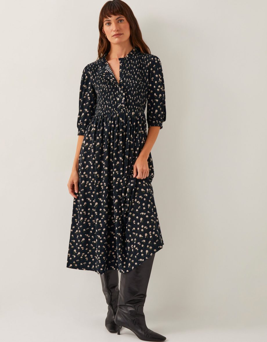 Orielle Print Jersey Midi Dress Black