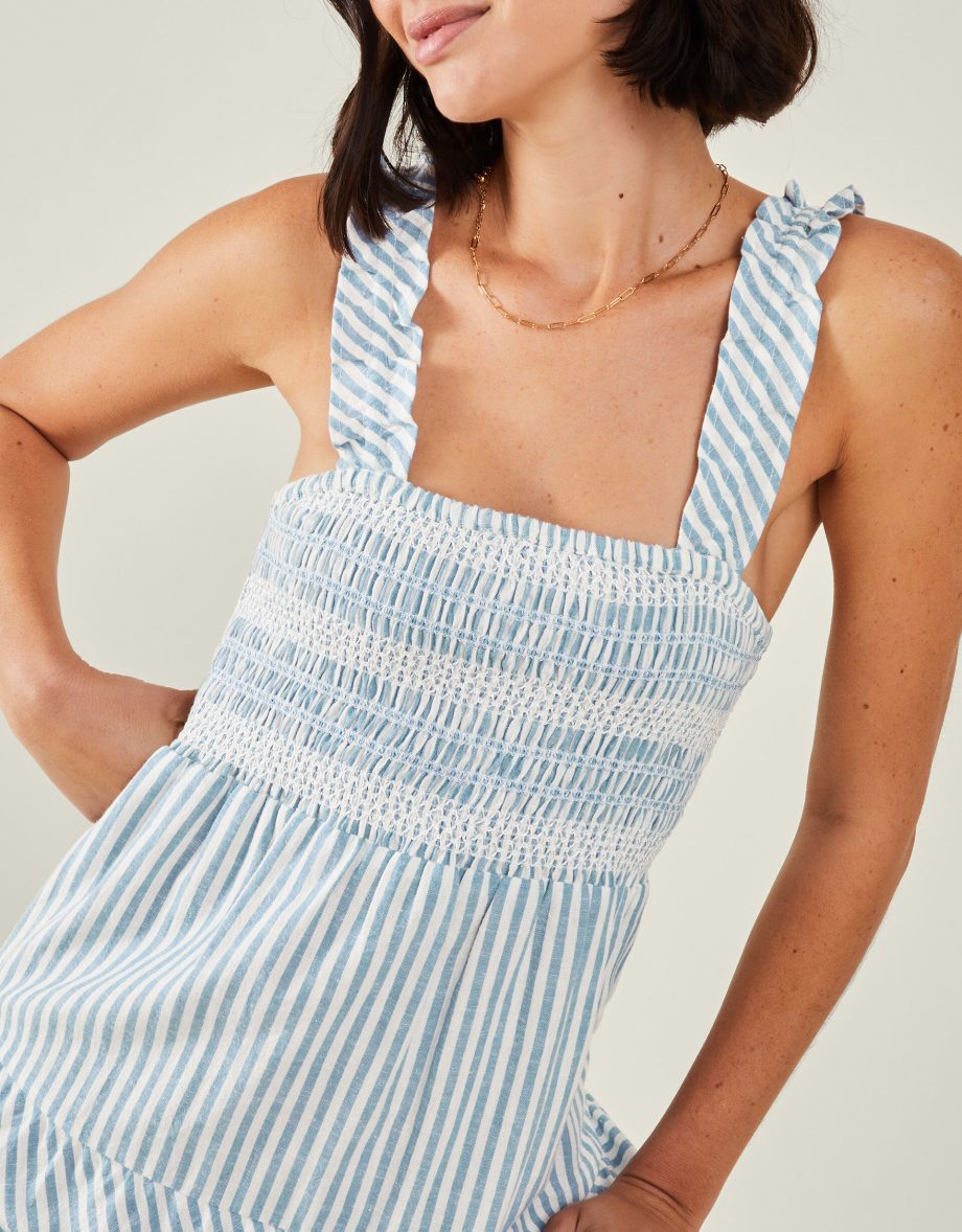 Stripe Tiered Maxi Dress Blue