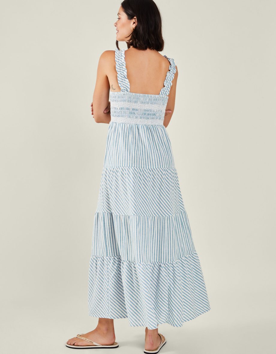 Stripe Tiered Maxi Dress Blue