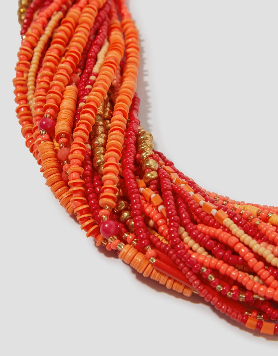 Multi-strand beaded necklace