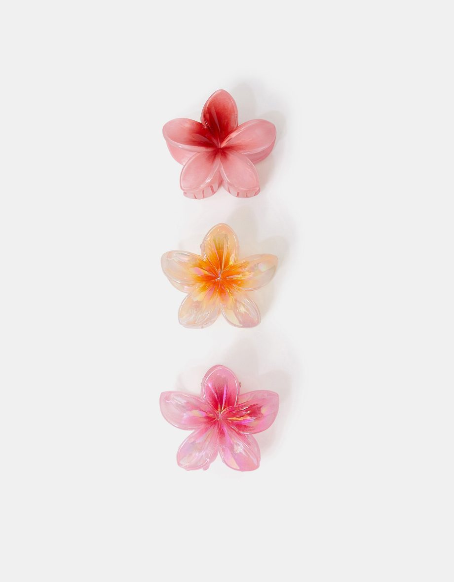 3-Pack Tropical Flower Claw Clips