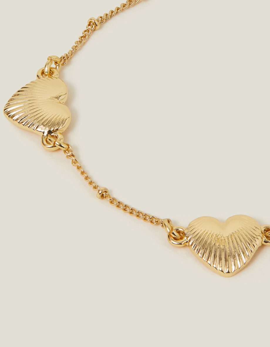 RIBBED HEART CHAIN BRACELET