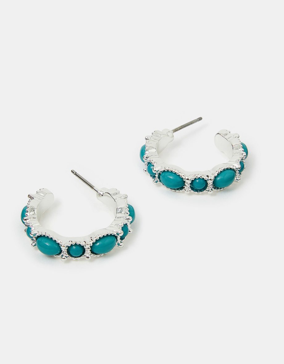 ECLECTIC STONE HOOP EARRINGS