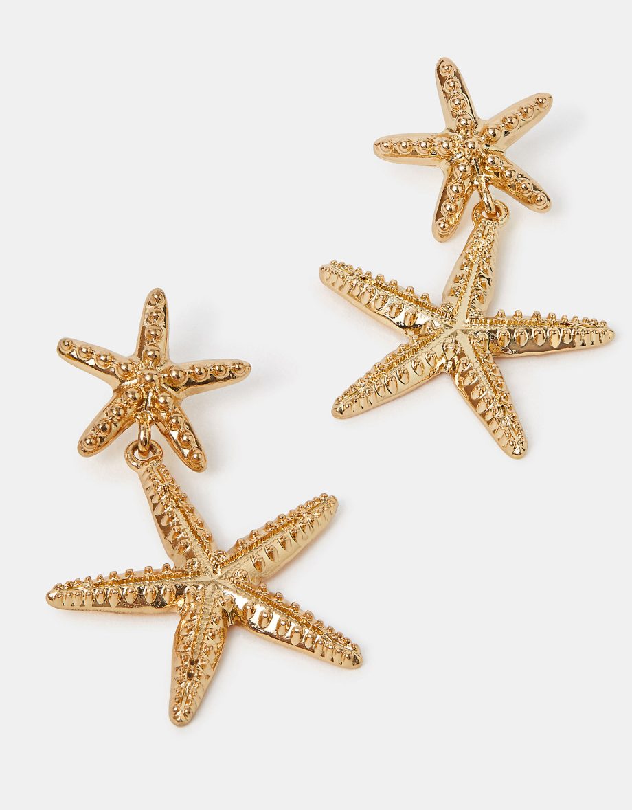 DOUBLE DROP STARFISH EARRINGS