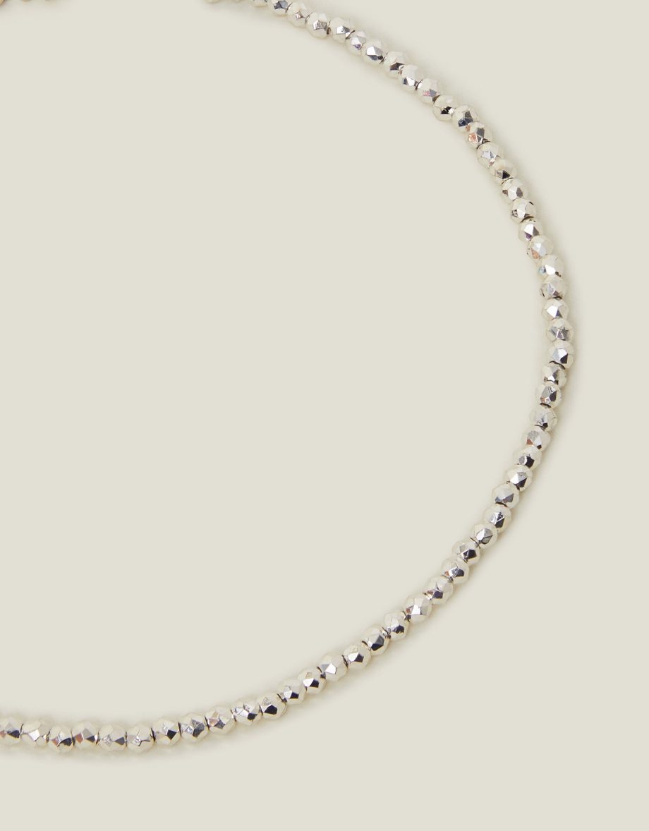 STERLING SILVER-PLATED BEADED ANKLET