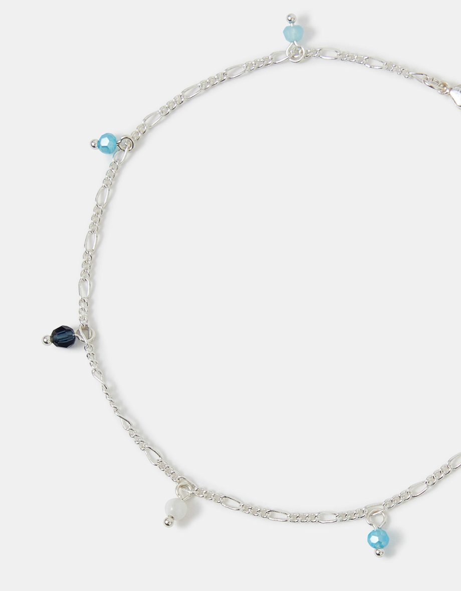 STERLING SILVER-PLATED BEADED ANKLET