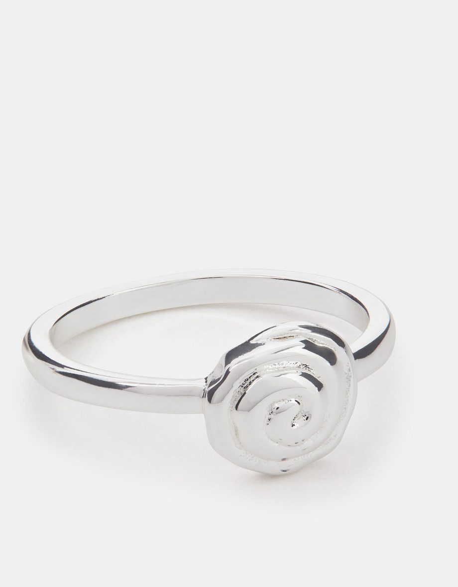 Sterling Silver-Plated Shell Ring Silver