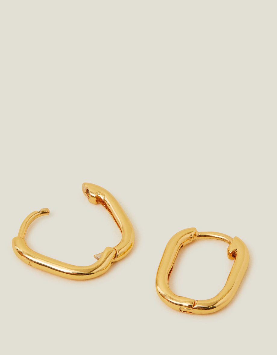 14CT GOLD-PLATED RECTANGULAR HOOP EARRINGS