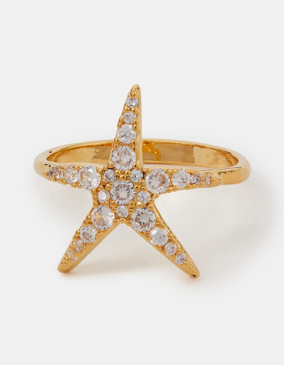 14CT GOLD-PLATED STARFISH RING GOLD