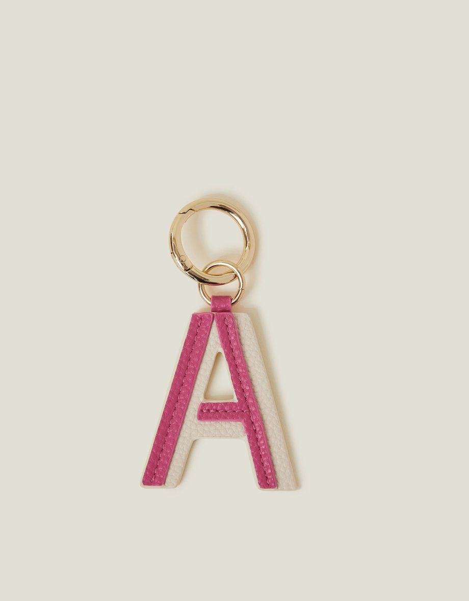 INITIAL COLOUR BLOCK KEYRING PINK