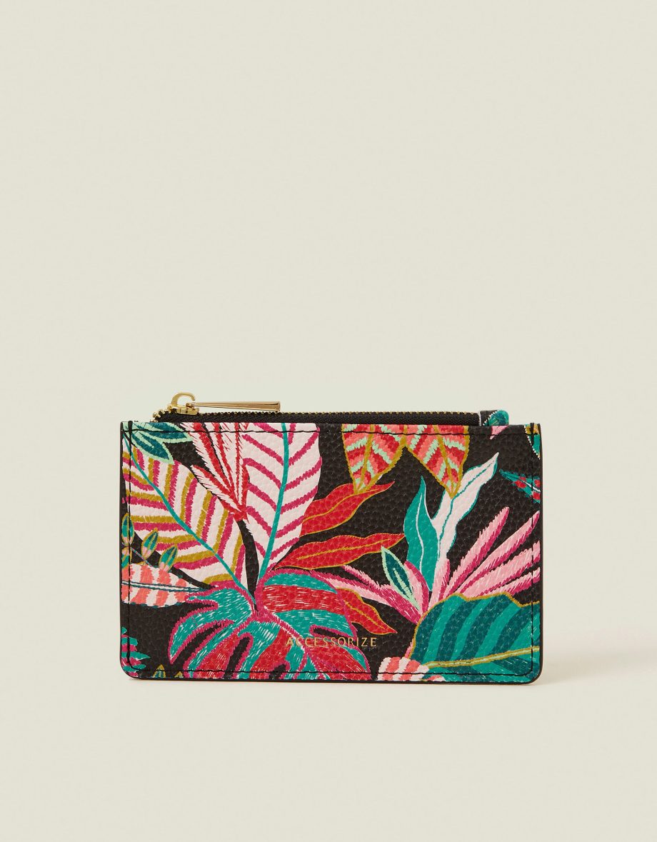 TROPICAL LEAF PRINT CARD HOLDER