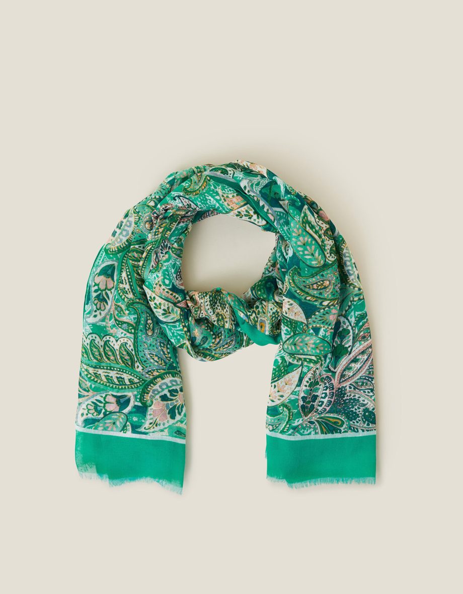 LIGHTWEIGHT PAISLEY SCARF TEAL