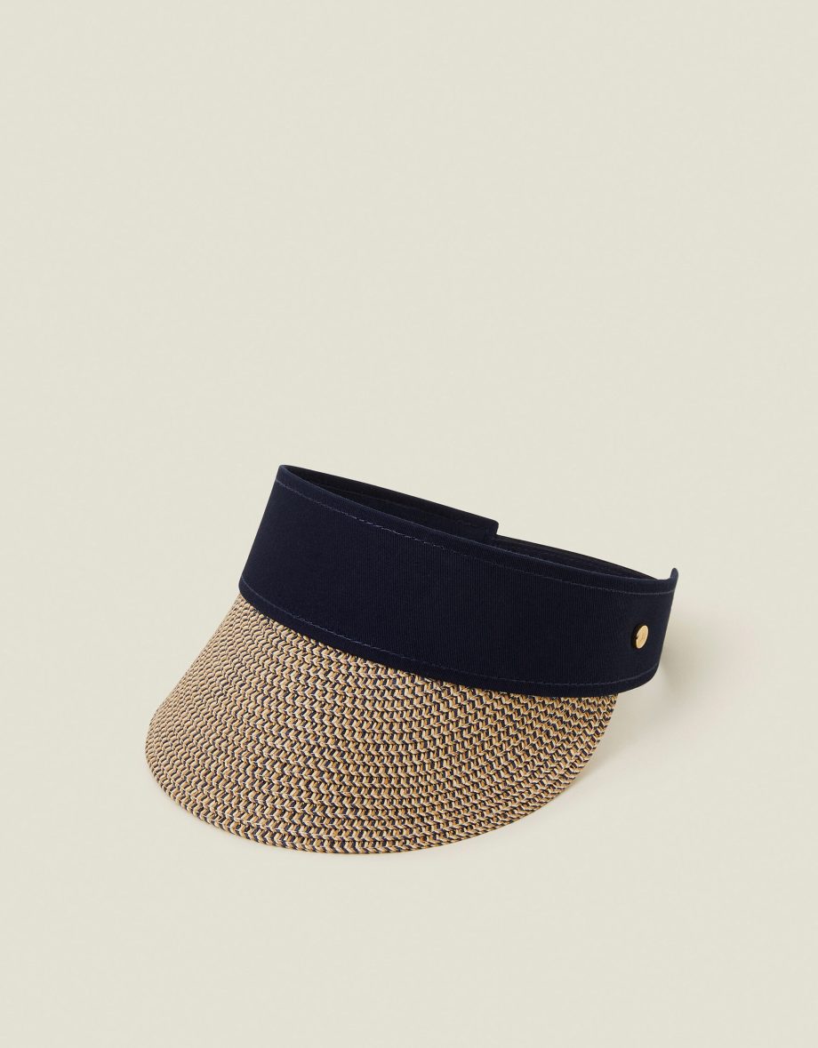 Straw Sun Visor Navy