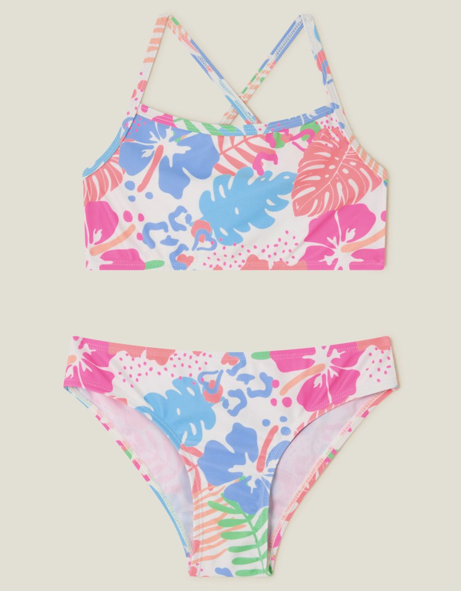 Girls Tropical Print Bikini Set Multi