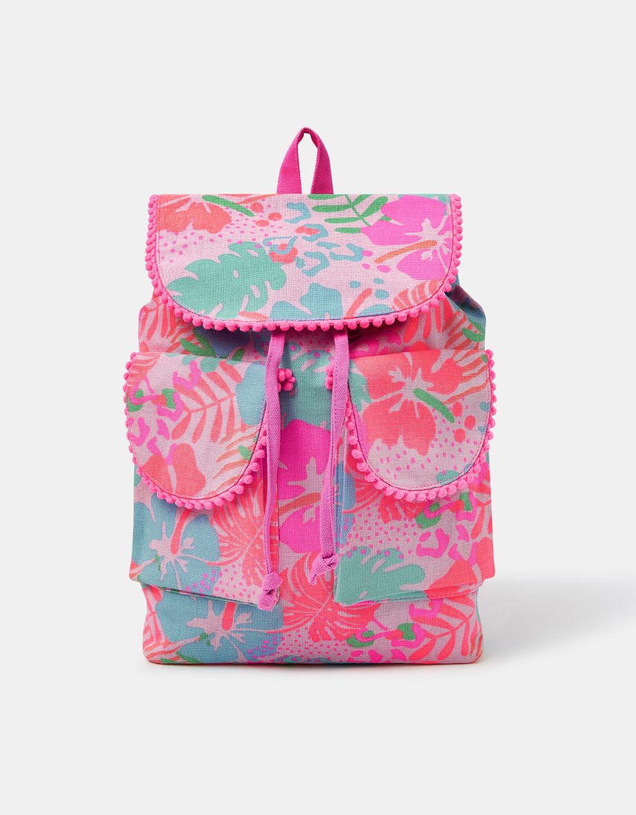 GIRLS TROPICAL PRINT CANVAS BACKPACK