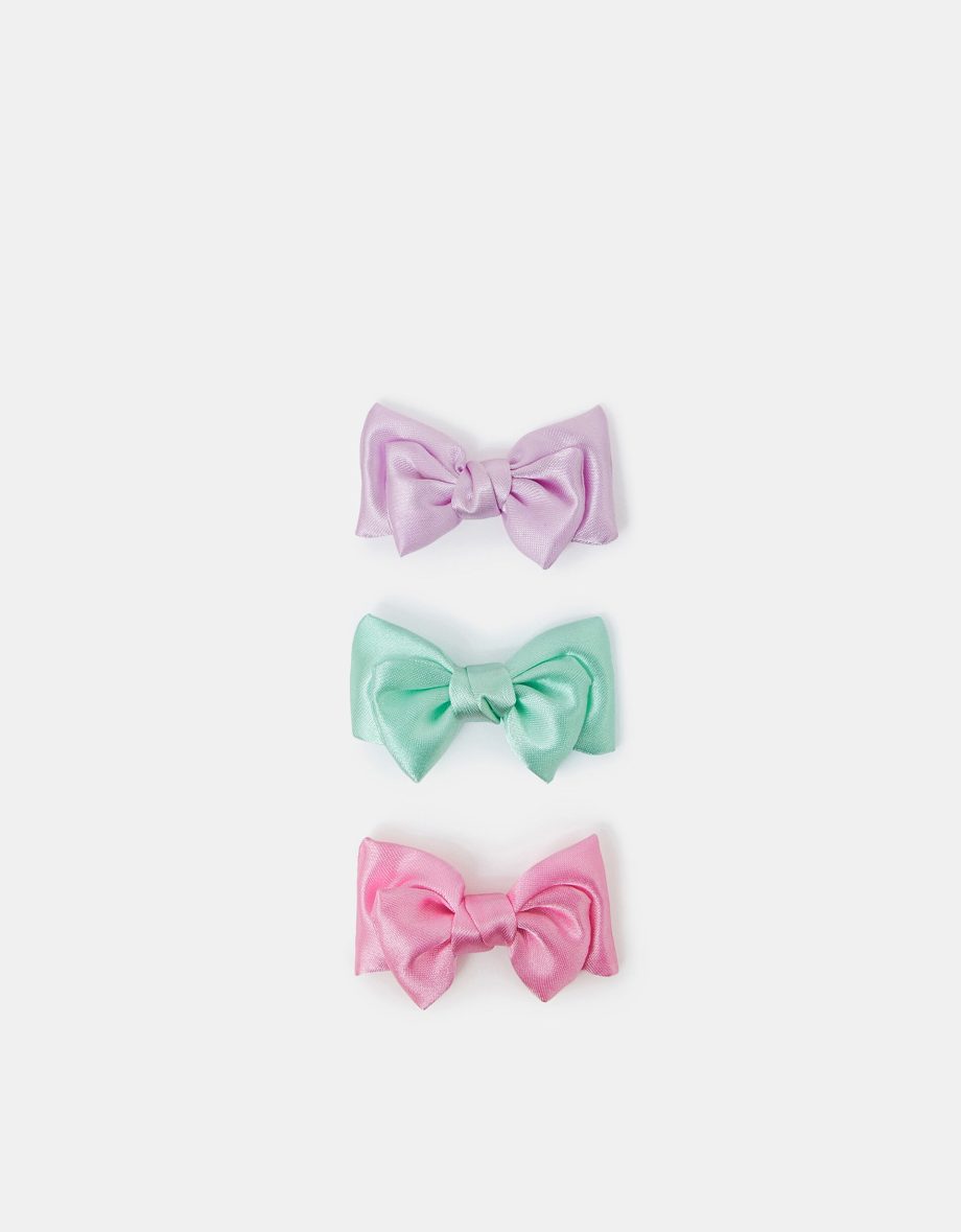 3-PACK GIRLS SATIN BOW HAIR CLIPS