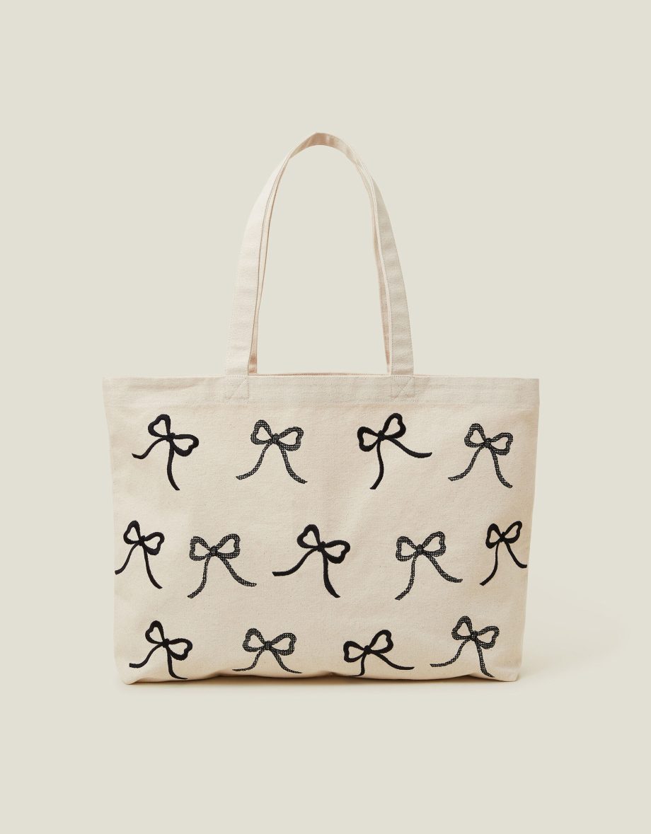 BOW PRINT COTTON SHOPPER BAG