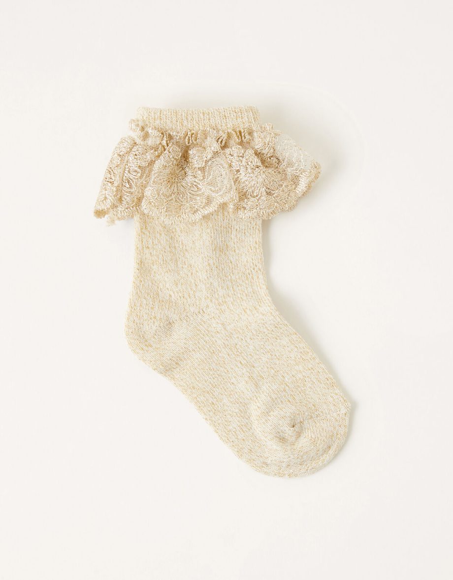 Baby sparkle flower socks gold